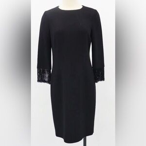 Teri jon Black Dress with beaded Cuffs